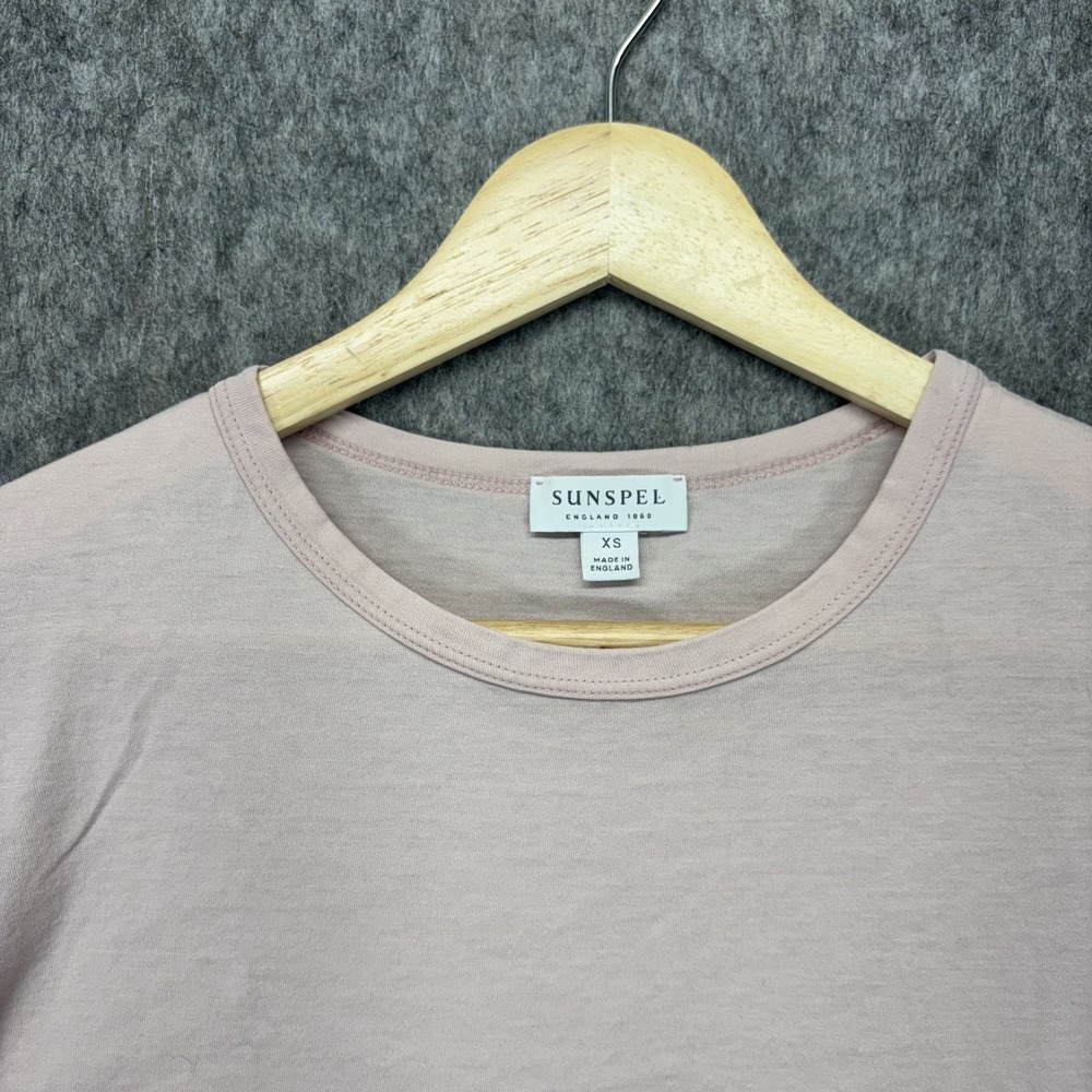 Sunspel T-Shirt Men's XS Short Sleeve Cotton Pink White Striped England Luxury - Picture 2 of 9